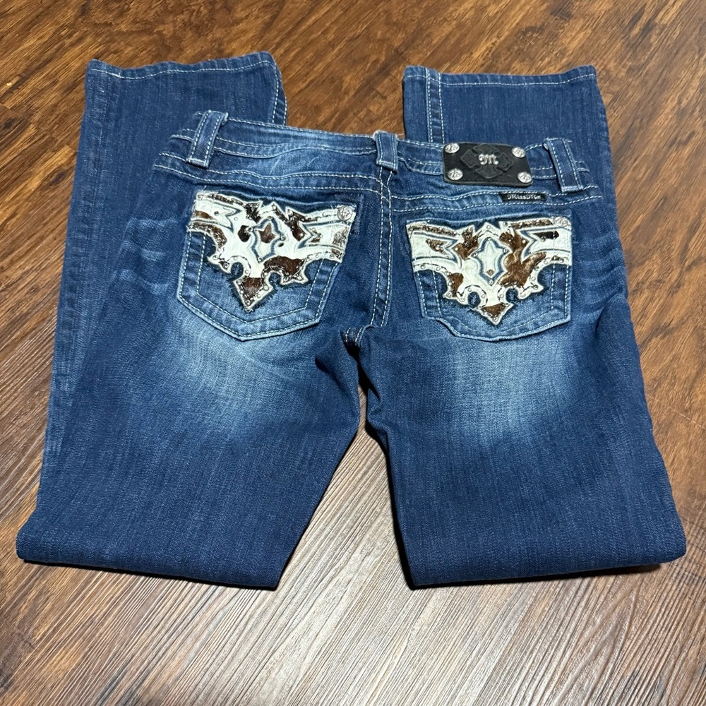 Miss Me Blue Boot Cut Jeans with Embroidered Pockets